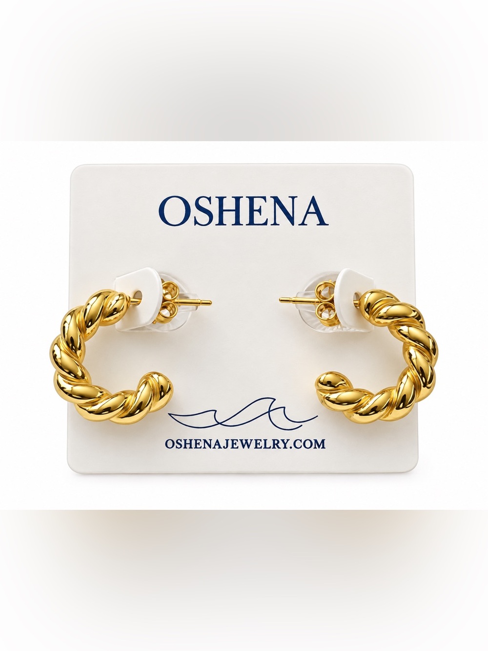 Oshena Beachwear Gold‎ Twisted Hoop Earrings